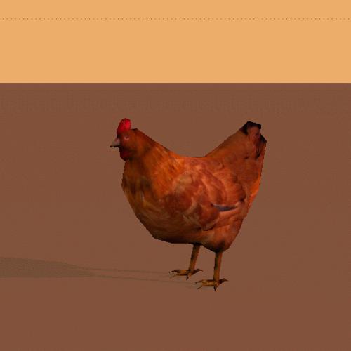 Low-poly hen (textured, rigged, animated) preview image